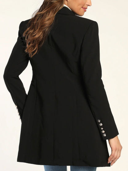 Lapel Collar Long Sleeve Blazer - Drazelle Store