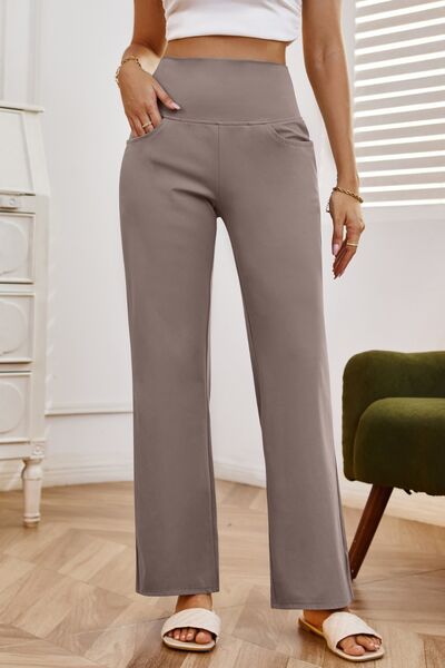 High Waist Wide Leg Pants with Pockets - Drazelle Store