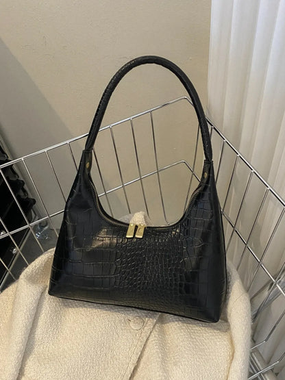 Crocodile Grain Shoulder Bag -Drazelle Store
