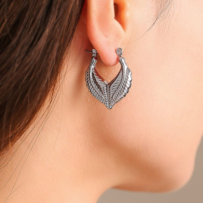 Titanium Steel Leaf Shape Earrings-Drazelle Store