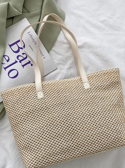 Solid Color Woven Tote Bag - Drazelle Store