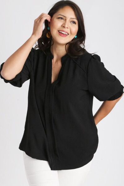 Split Neck Boxy Cut Top with Piping Details - Drazelle Store