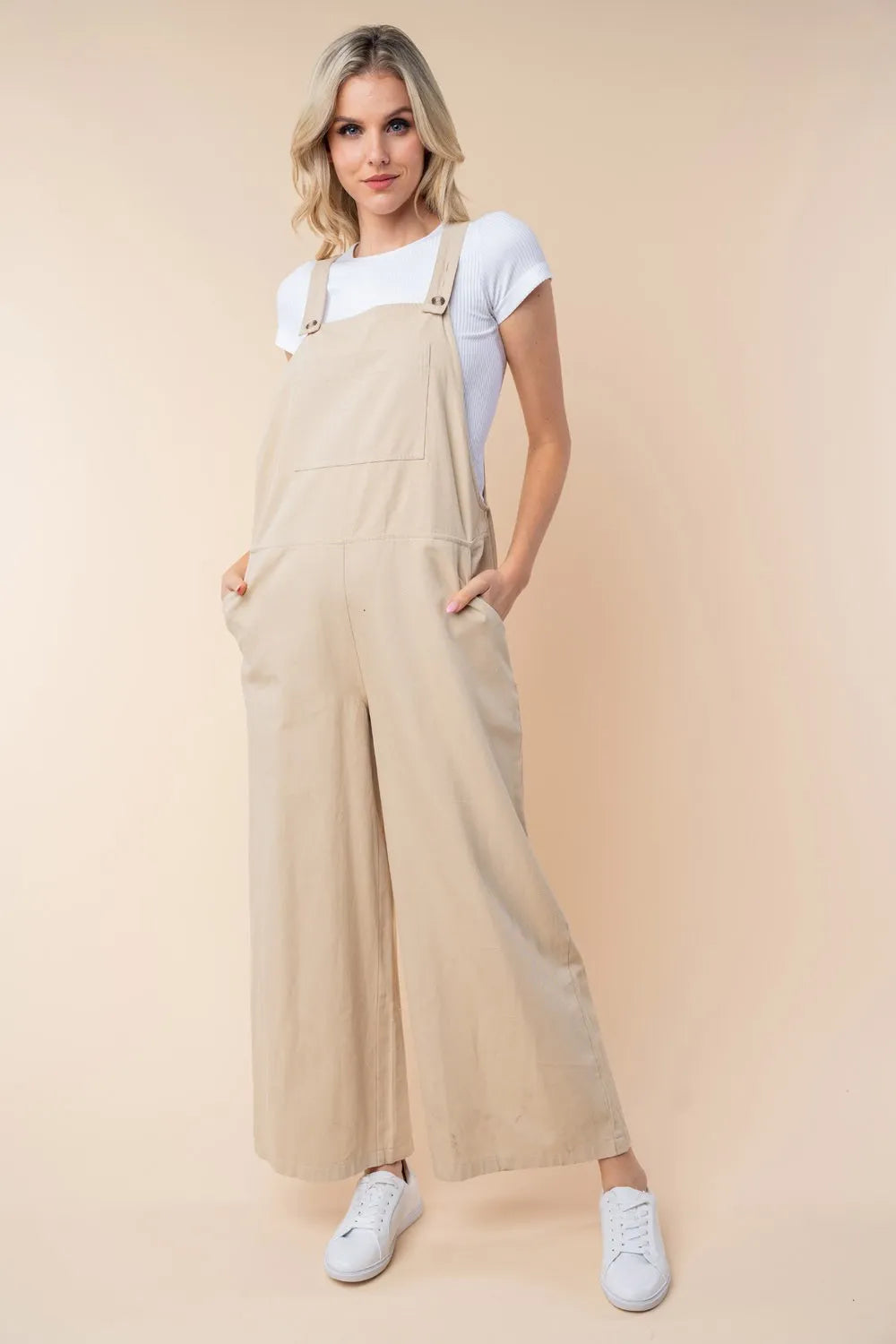 White Birch Sleeveless Wide Leg Jumpsuit - Drazelle Store