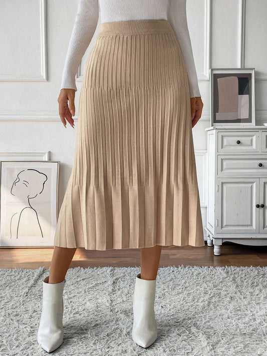 Perfee Pleated Midi Sweater Skirt - Drazelle Store