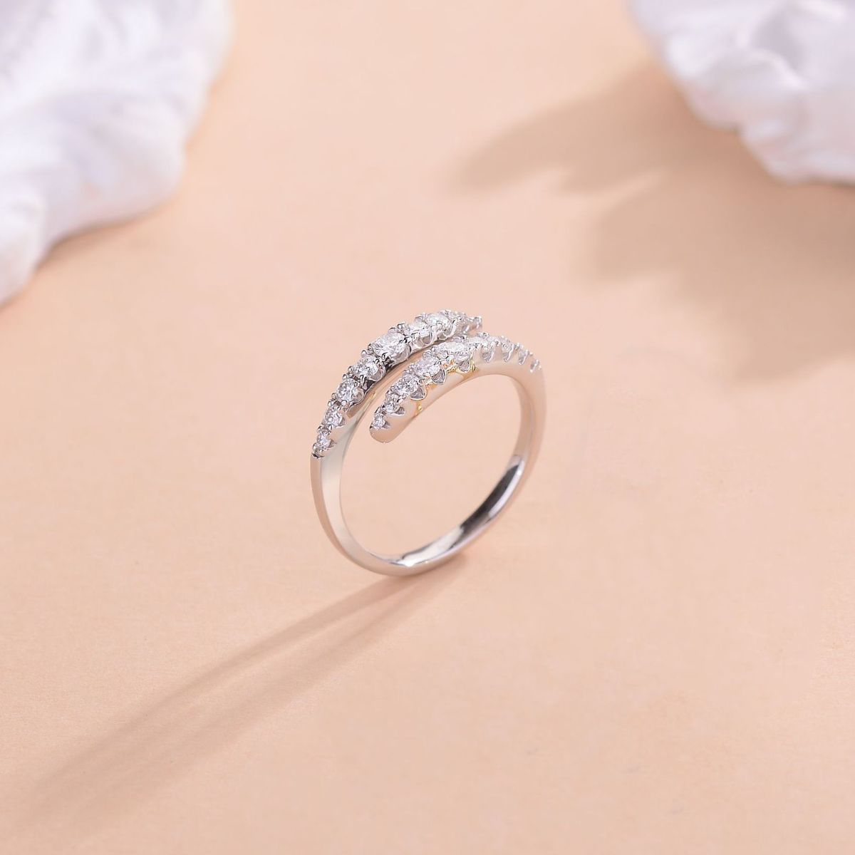 925 Sterling Silver Moissanite Bypass Ring - Drazelle Store