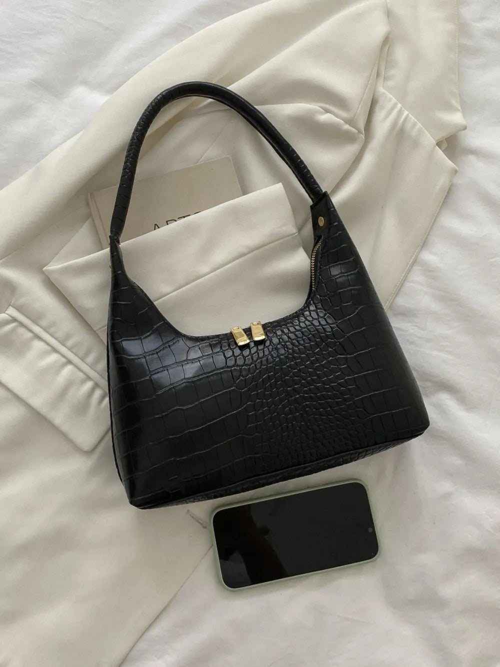 Crocodile Grain Shoulder Bag -Drazelle Store