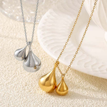 Stainless Steel Water Drop Shape Pendant Necklace - Drazelle Store