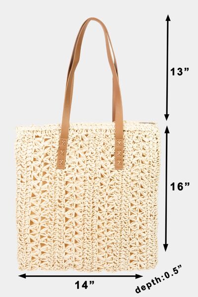 Fame Straw Braided Tote Bag - Drazelle Store