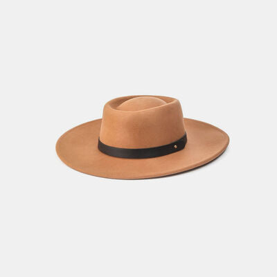 Fame Flat Brim Strap Pork Pie Hat - Drazelle Store