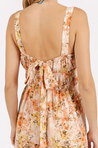 Mittoshop Flower Print Gathered Bust Sleeveless Jumpsuit - Drazelle Store