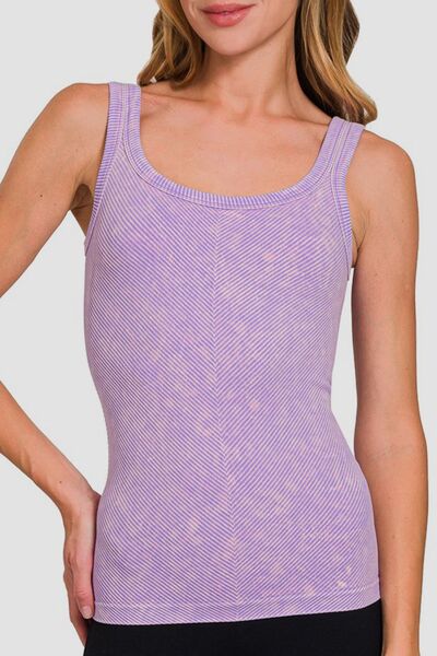 Zenana Ribbed Scoop Neck Tank - Drazelle Store