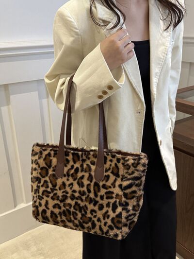 Leopard Fluff Tote Bag - Drazelle Store