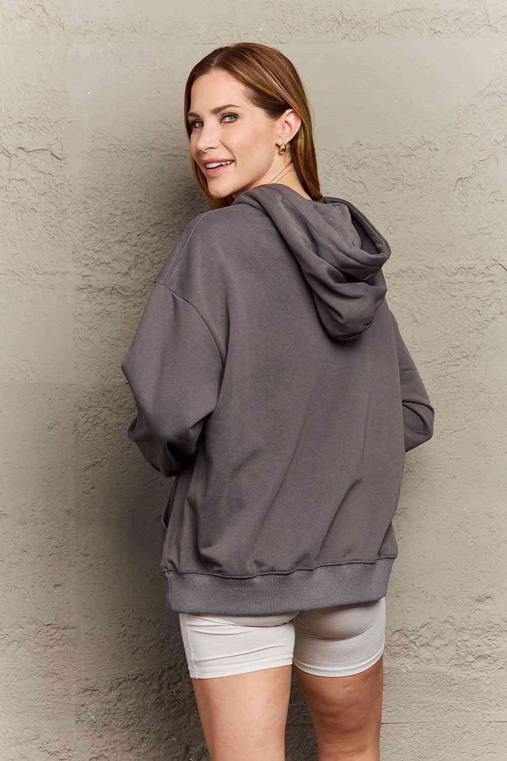 Full Size Dropped Shoulder Butterfly Graphic Hoodie - Drazelle Store