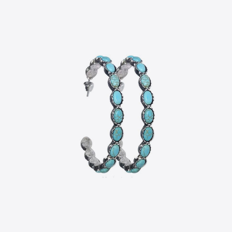 Artificial Turquoise C-Hoop Earrings-Drazelle Store