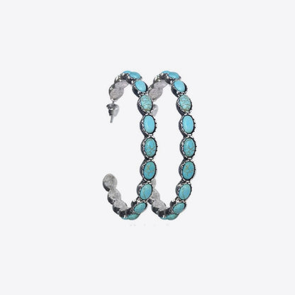 Artificial Turquoise C-Hoop Earrings-Drazelle Store