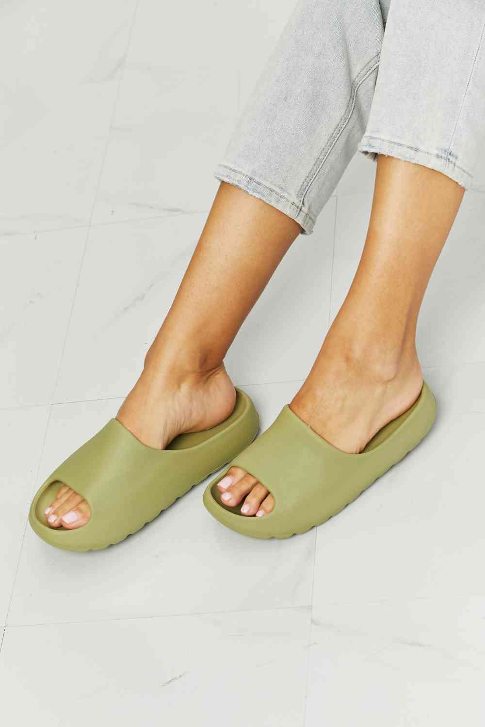 NOOK JOI In My Comfort Zone Slides in Green - Drazelle Store