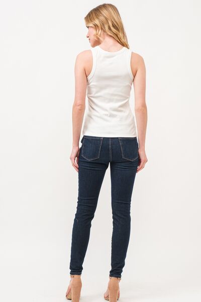 And The Why BOO Spider Web Embroidered Ribbed Tank - Drazelle Store