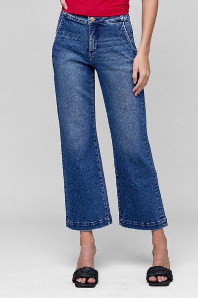 RISEN Tummy Control High Rise Crop Jeans - Drazelle Store