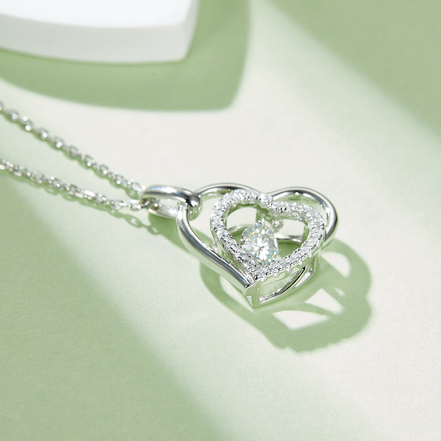 Moissanite 925 Sterling Silver Heart Necklace - Drazelle Store