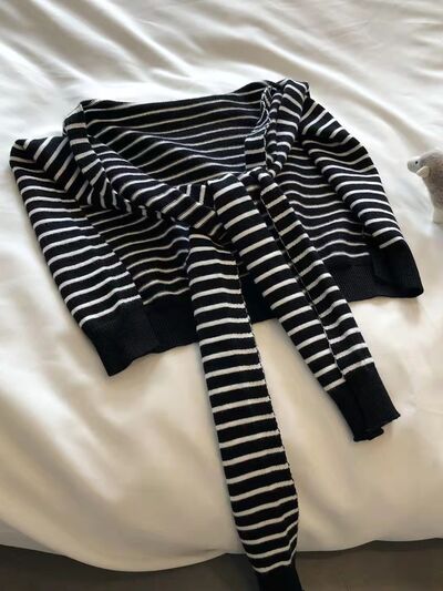 Striped Contrast Knit Wrap - Drazelle Store