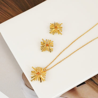 Starburst Gold-Plated Earrings and Necklace Set - Drazelle Store