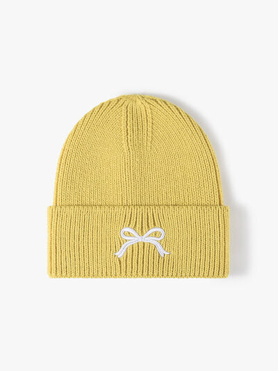 Embroidered Bow Knit Hat - Drazelle Store