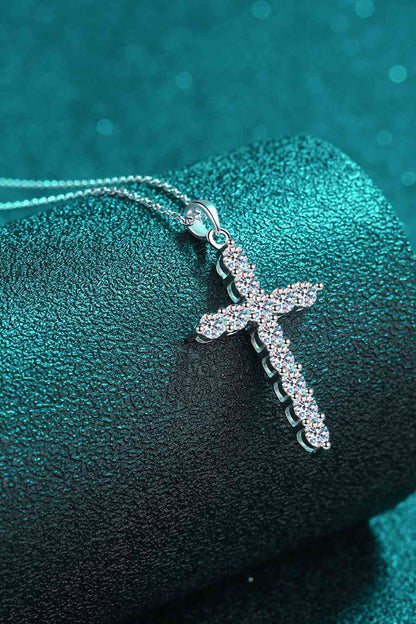 Adored 925 Sterling Silver Cross Moissanite Necklace - Drazelle  Store