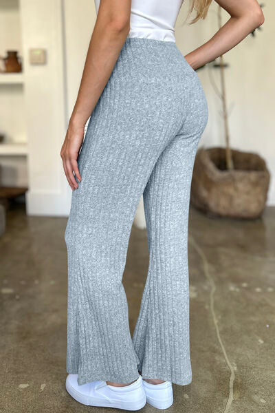 FAM-FAM Ribbed High Waist Flare Pants - Drazelle Store