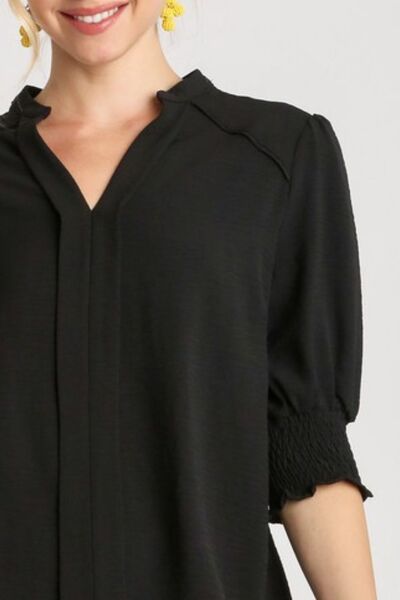 Split Neck Boxy Cut Top with Piping Details - Drazelle Store