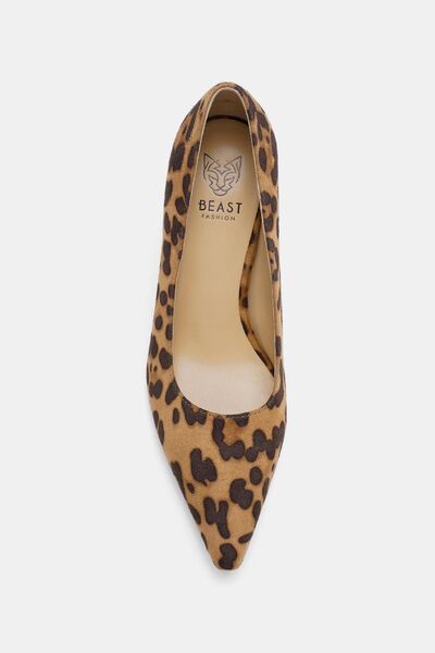 Beast Fashion Faux Suede Leopard Point Toe Pumps - Drazelle Store