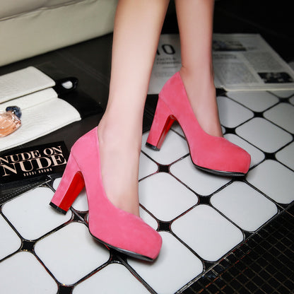 Shallow Mouth Suede Pumps Thick Heel Water Platform Super High Heel