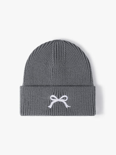 Embroidered Bow Knit Hat - Drazelle Store