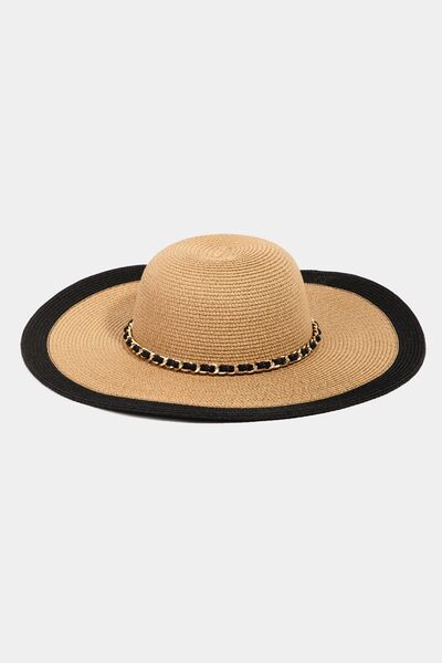 Fame Chain Black Trim Straw Hat - Drazelle Store