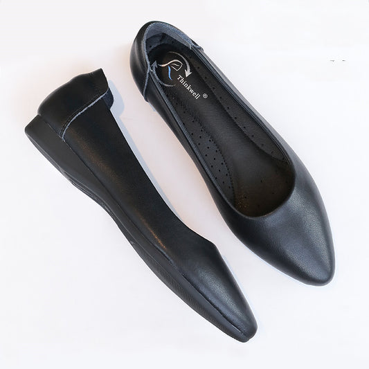 Leather Work Shoes Women Black - Drazelle Store