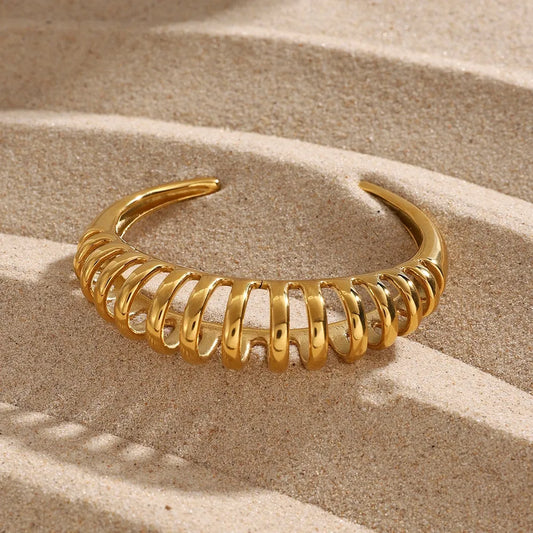 18K Gold-Plated Stainless Steel Cutout Bracelet - Drazelle Store