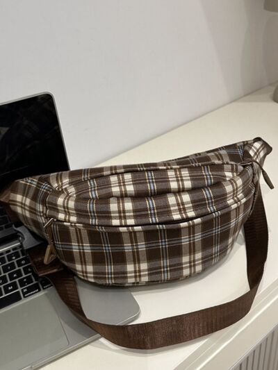 Plaid Adjustable Strap Crossbody Bag - Drazelle Store