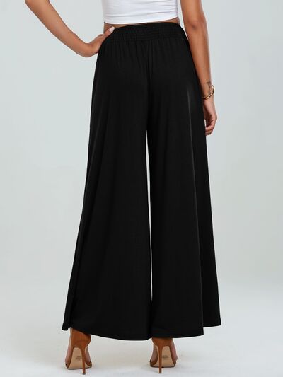 Pocketed Elastic Waist Wide Leg Pants - Drazelle Store