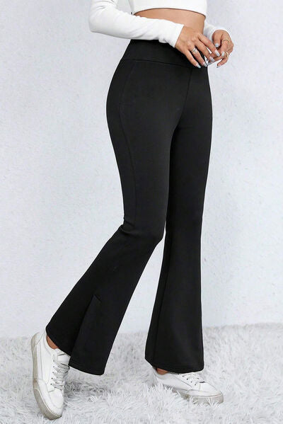 Slit High Waist Bootcut Pants - Drazelle Store