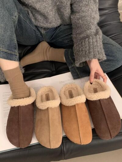 Thermal Fuzzy Round Toe Flat Slippers - Drazelle Store