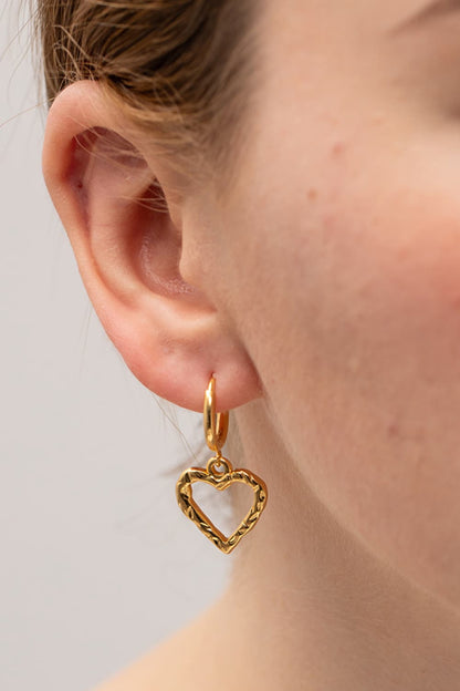 Heart Stainless Steel Drop Earrings-Drazelle Store