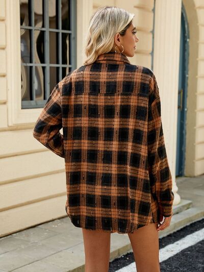 Plaid Button Up Long Sleeve Shirt - Drazelle Store