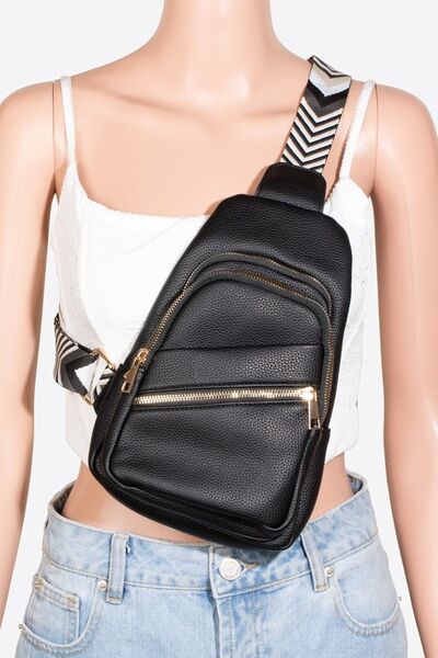 Fame PU Leather Chevron Strap Crossbody Bag - Drazelle Store