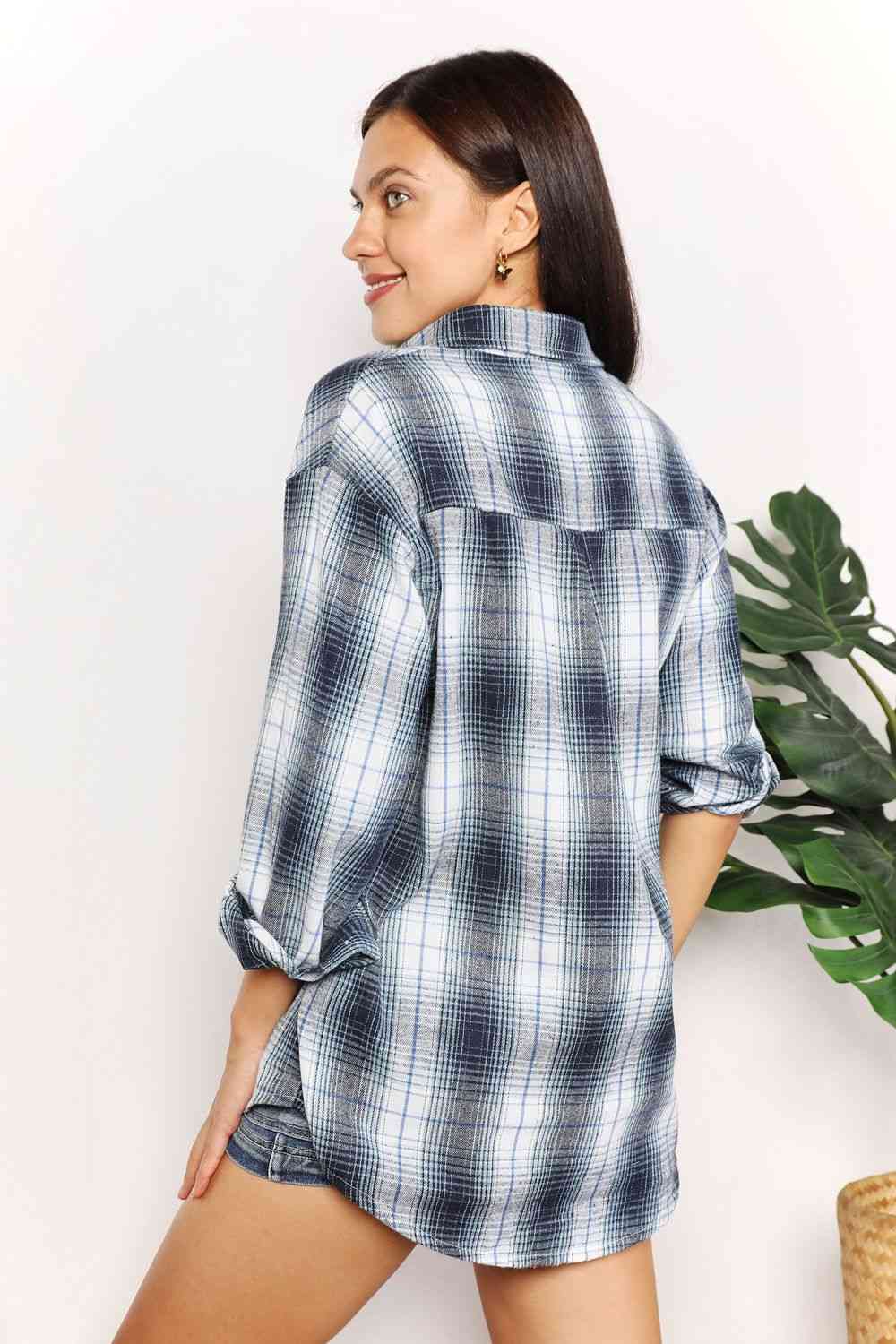 Mandy Plaid Dropped Shoulder Shirt - Drazelle Store