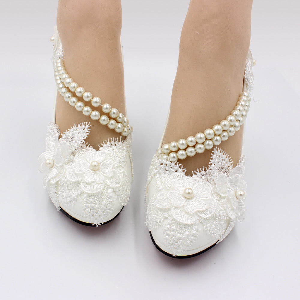 3D Floral White High Heels - Drazelle Store