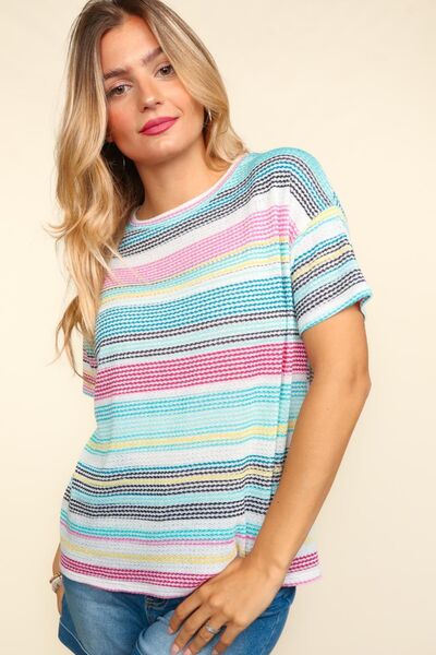 Haptics Waffle Stripe Short Sleeve T-Shirt - Drazelle Store