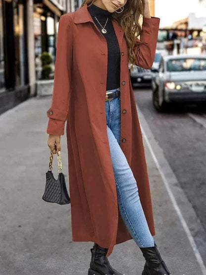 Button Long Trench Coat
