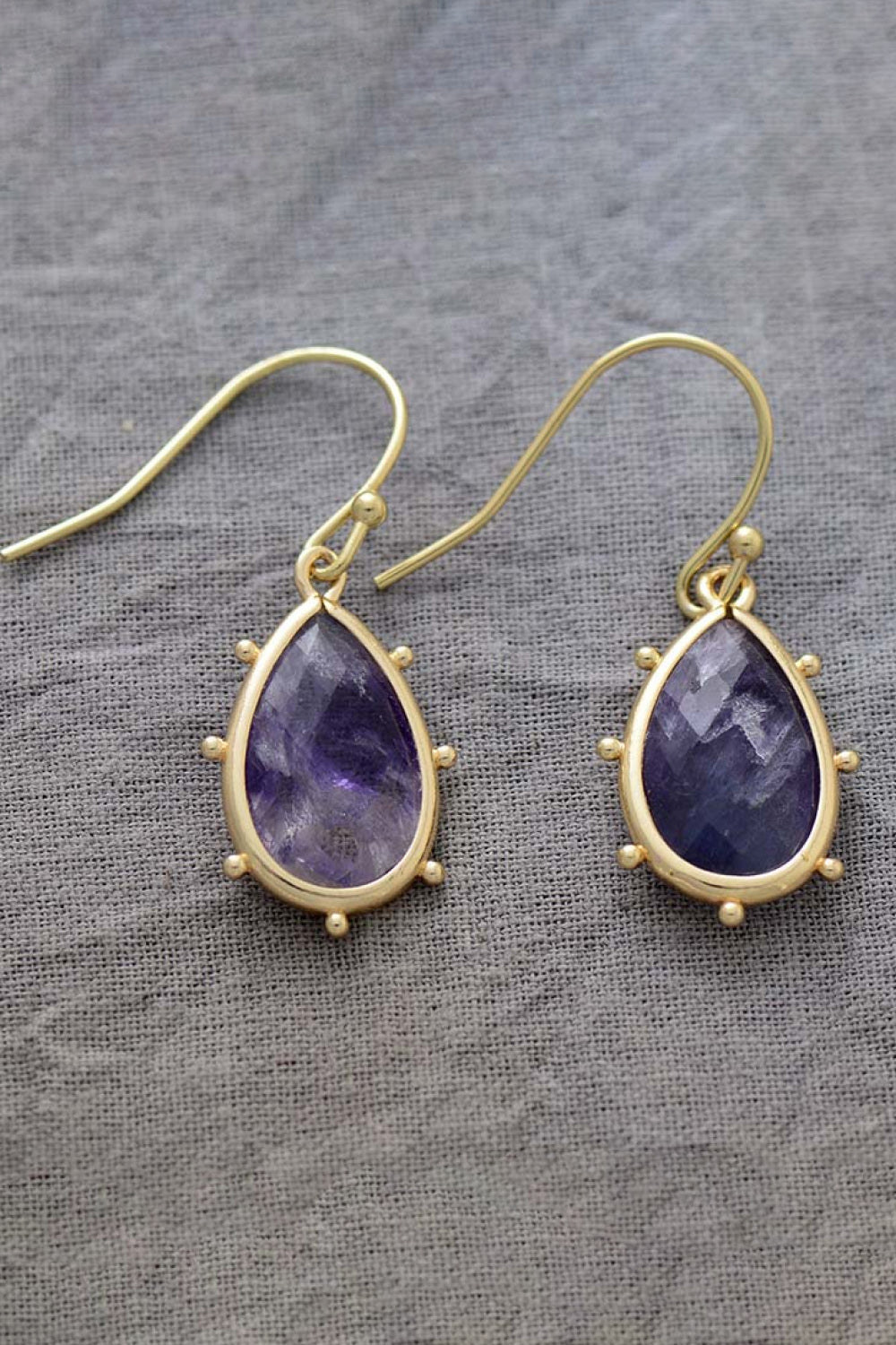 Natural Stone Teardrop Earrings-Drazelle Store