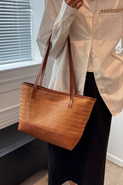 Spacious Leather Straps Tote Bag - Drazelle Store