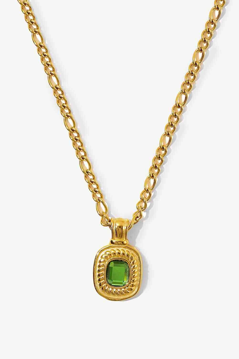 18K Gold Plated Inlaid Rhinestone Pendant Necklace - Drazelle Store