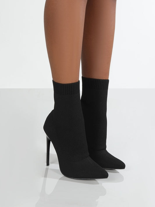 Mesh Point Toe Stiletto Boots - Drazelle Store